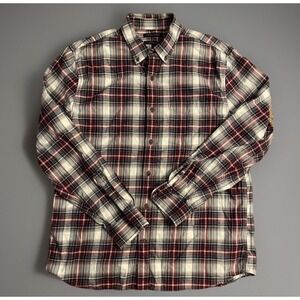 Banana Republic Long Sleeve Button Up Shirt Red Blue Plaid Flannel Slim XL JBHS